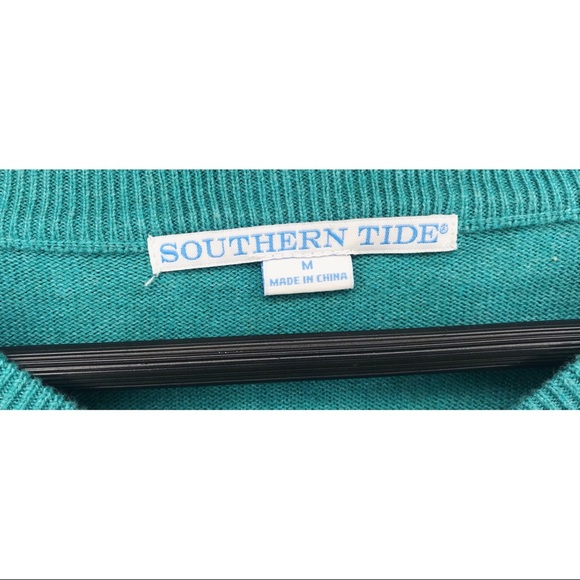 Southern Tide V-Neck Teal Green Medium Sweater - Picture 2 of 4